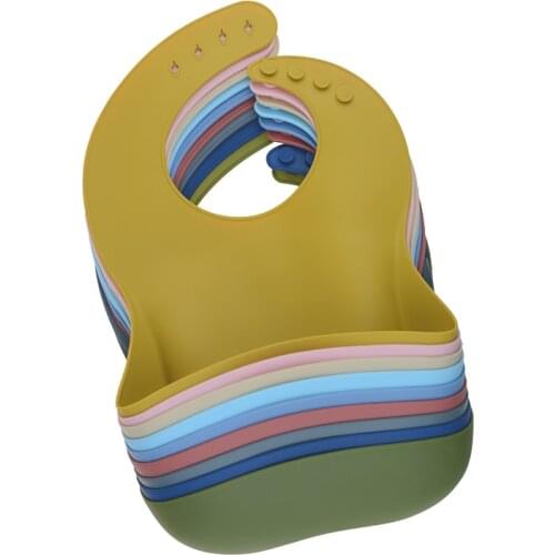 Silicone Baby Bib Solid Waterproof Bib Infant Toddler Newborn Adjustable Drooling Babador Burp Cloth Baby Feeding Accessory 5.0
