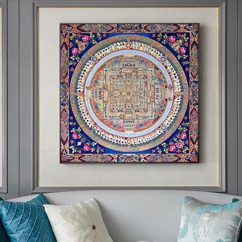 Modern Painting Thangka Mandala Buddha Wall Art Pictures Posters and Prints Wall Art Canvas Painting for Living Room Home Decor