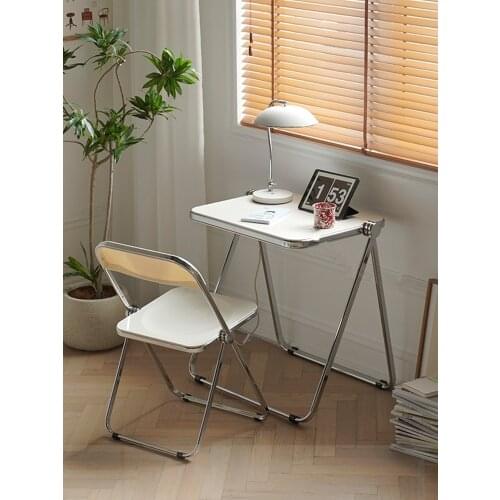 Retro Dining Chair Home Study Chair Restaurant Furniture Modern Makeup Stool Transparent Folding Chair