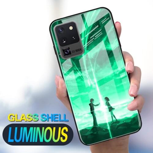 Luminous Tempered Glass Case For Samsung Galaxy S20 Ultra S11 Plus Shine Bag Case Back Cover For Samsung S11E