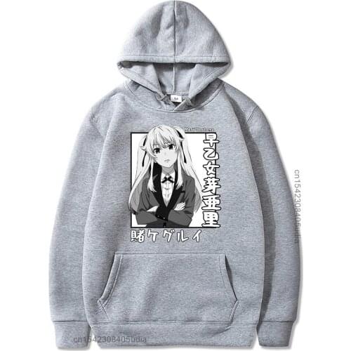Kakegurui Hoodie Mens Sweatshirt Anime Mary Saotome Printed Long Sleeve Streetswear Premium Cotton Hooded Pullover