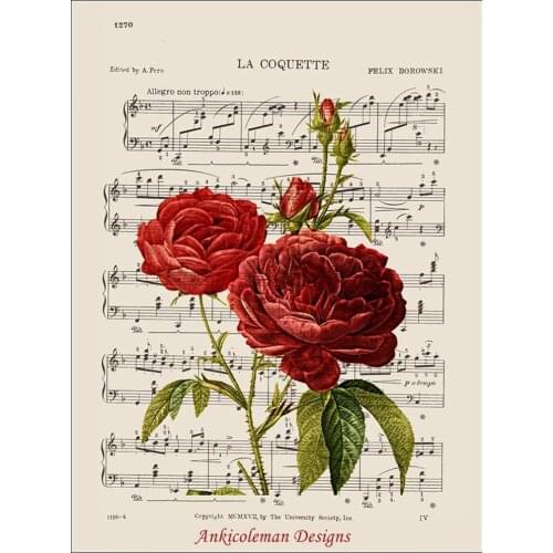 Needlework for embroidery DIY French DMC High Quality - Counted Cross Stitch Kits 14 ct Oil painting - Flowers Musical Score I