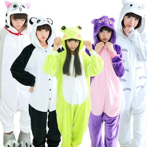 Womens Panda Cat Animal Pajamas Sleepwear Long Sleeve Cartoon Pyjamas Set Homewear Autumn Winter Unisex Couple Pijama Nightwear