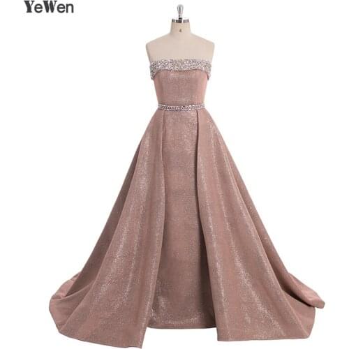 DuBai Designer Strapless Sequins Pink Beading Luxury Slim Sexy Mermaid Evening Dresses Vintage High-end Evening Party Gowns 2020