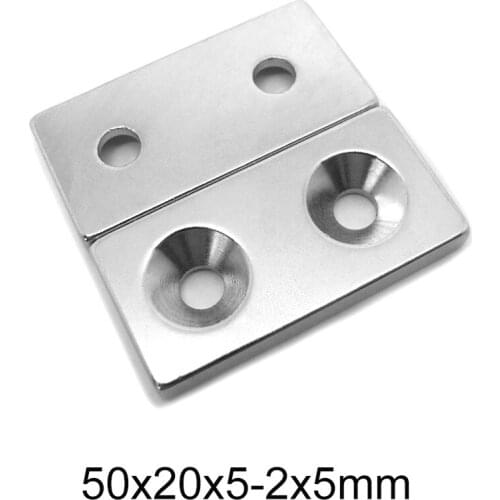 1/2/5/10PCS 50x20x5 mm Strong Block Magnetic magnet with holes 5mm Neodymium Magnet sheet 50mm x 20mm Permanent Magnet 50x20x5mm