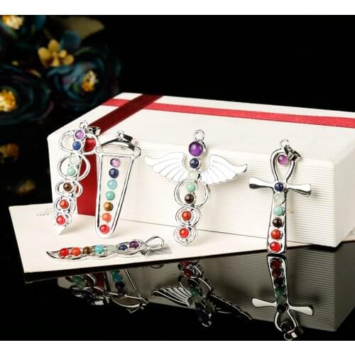 1PC Stylish Lovely colourful natural pendant jewelry pendant necklace Seven Chakras healing crystals Send couples DIY gift