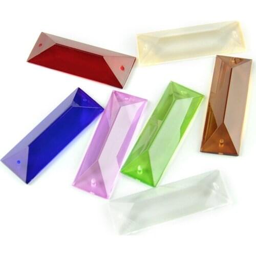Colors 100pcs Trimming Triangle Clear Prism In 2 Holes Crystal Glass Chandeliers Pendants Parts Glass Lamp Drop Pendants