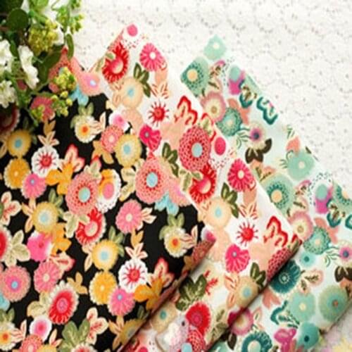 145cm Width ZY Graceful 3 Colors Blooming Sunflowers Printed Cotton Poplin Fabric Floral Fabric For Clothing Dress Bedding