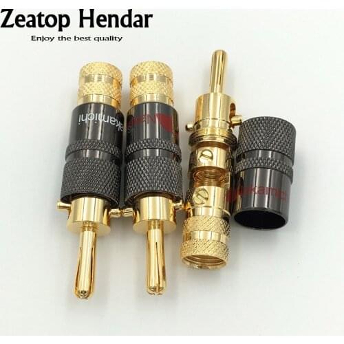 2Pcs High Quality New Copper Nakamichi Speaker Cable Banana Plug with Lock Speaker Amplifier Connector