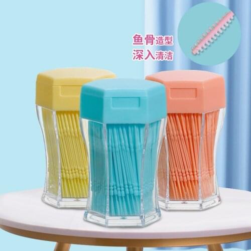 200pcs/set Soft Plastic Double-head Brushed Toothpick Oral Care 6.3 Cm Hot Sale Interdental Brush Toothbrush for Dentures