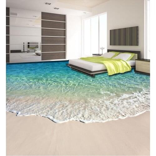 Beach beautiful seaside scenery 3D floor Waterproof floor mural painting 3d flooring bathroom Home Decoration