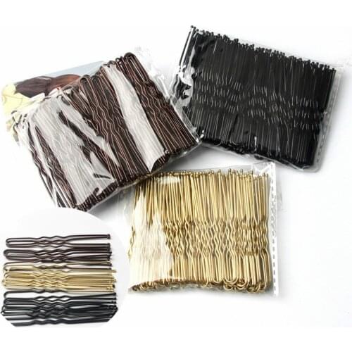 50/100 PCS/Bag 5cm U Shaped Alloy Hairpins Waved Hair Clips Simple Metal Bobby Pins Barrettes Bridal Hairstyle Tools Accessories
