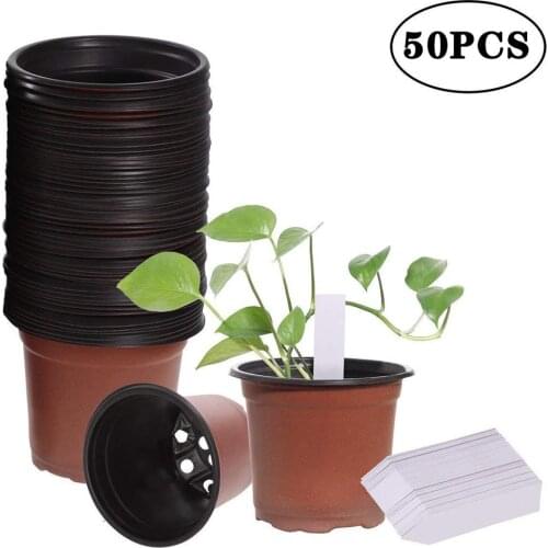 50 Pcs 4" Plastic Plants Nursery Pots Seedlings Additional Flower Plant Starting Pots Container Seed