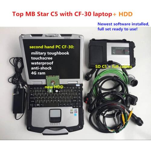 A++Quality MB Star C5 SD Connect + Software 2020.12V HDD CF-30 Laptop CF30 work for star diagnosis c5 Diagnostic Tool fully kit