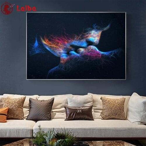 5 d diamond mosaic Abstract art, blue kiss For Living Room Home Decor diamond Painting embroidery mosaic