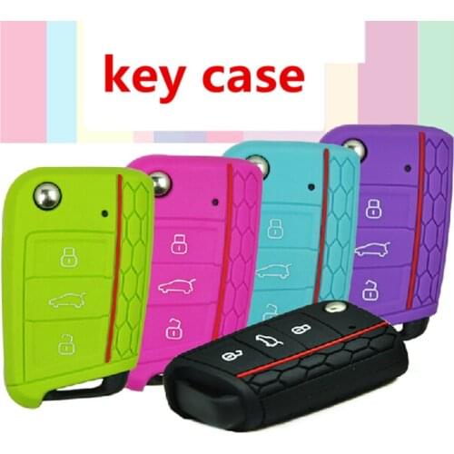 Car Accessories Key Case Key Bag Key Cover For Volkswagen VW Golf 7 mk7 Skoda Octavia A7 Silicone Key Portect Case car-styling