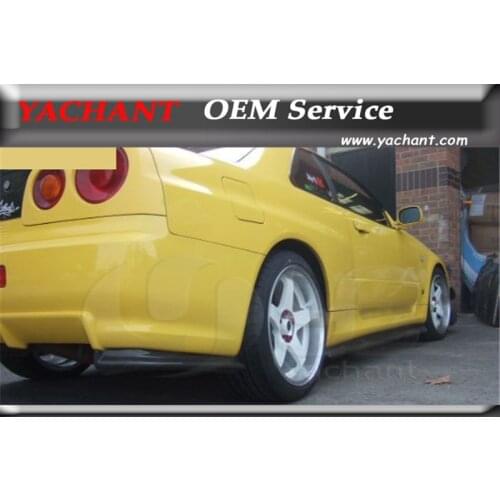 Car-Styling Fiber Glass FRP Rear Spats 2 Pcs Fit For 1999-2002 Skyline R34 GTR NI Style Rear Bumper Caps Corner Attachment