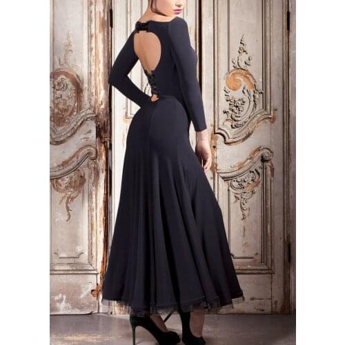 Ballroom dance dress one piece dancing dress custom made W17030 backless ruffle waist dress