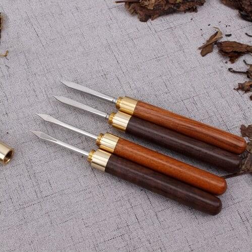 Tea Knife Sandalwood Stainless Steel Pu Er Dedicated Tea Needle accessories Spiral