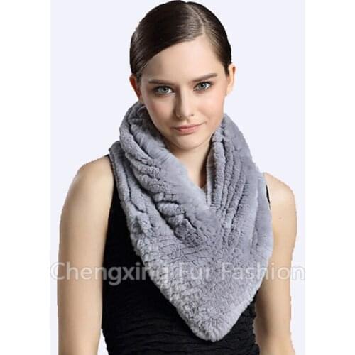 CX-S-93D European Winter Popular Soft Real Rex Rabbit Fur Knitted Poncho