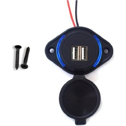 Dual USB 12-24V Motorcycle Phone / GPS Charger Fast Charging Waterproof