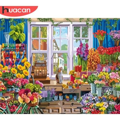 HUACAN DIY Pictures By Number House Kits Painting By Numbers Flower Drawing On Canvas Hand Painted Paintings Gift Home Decor