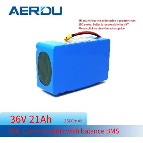 AERDU 36V 42V 21Ah 10S6P 36V 18650 lithium battery pack For ebike electric car bicycle motor scooter wheelchair with 30A BMS