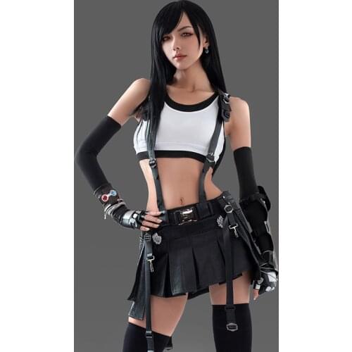 Game FF7 Final Fantasy VII Remakes Tifa Lockhart Cosplay Costume Women Sexy Cheongsam Halloween Carnival Uniforms Cute Dress