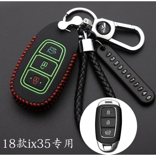 Leather Car Key Case For Hyundai KONA Encino i30 Ix35 Solaris Azera Elantra Grandeur Ig Accent Santa Fe Verna 2017 2018 Cover
