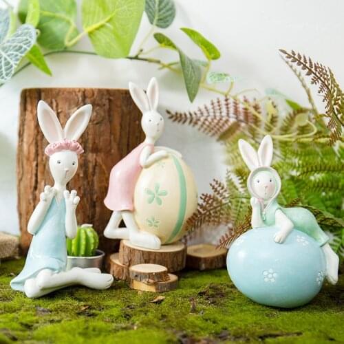 Rabbit Family Cony Living Room Cabinet Hare Creative Decorations Animal Store Display Garden Fun Ornaments Cute Figurine Gifts