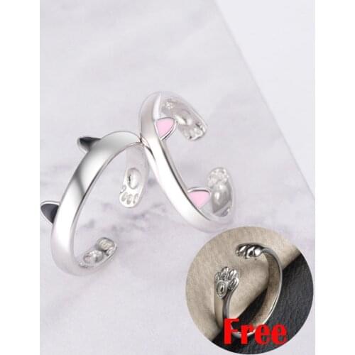 Buy one Cat Ear Ring Get One FREE Ring Gift for Women Best Partner Ring Set 925 Sterling Silver Rings
