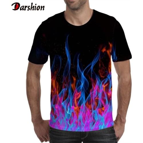 Handsome Boy Summer 3D Tshirt Cool Red Flame Print Short Sleeve Casual Black Anime Tee Top Hip Hop Street Clothes Tshirt O-neck
