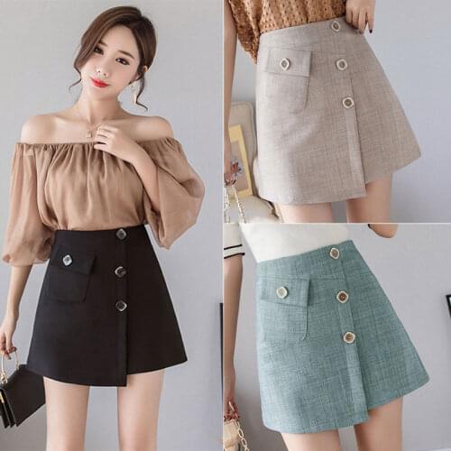 Summer women clothing Chic mini students skirts ins style A-line women skirts solid one-step korean summer easy match slim skirt