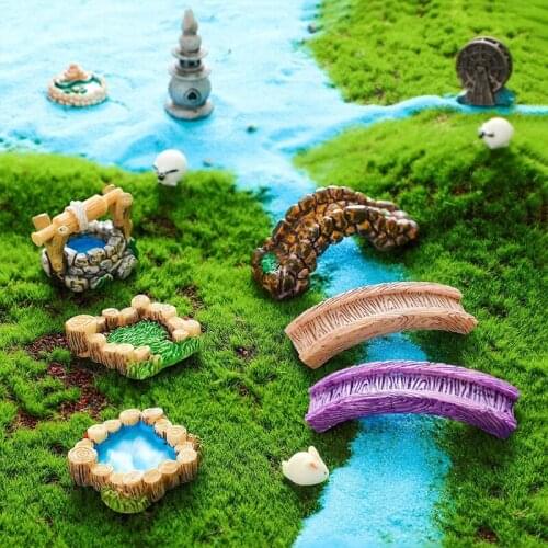 12pcs Miniature Fairy Garden Accessories DIY Micro Landscape Ornaments Mini Lighthouse Pond Bridge Figurines
