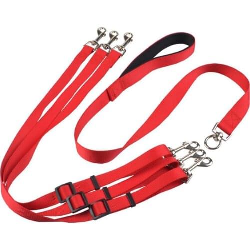 5pcs/lot Nylon Pet Dog Traction Leash with 3 Heads Adjustable Size Pet Dog Leads 3 Colors Available
