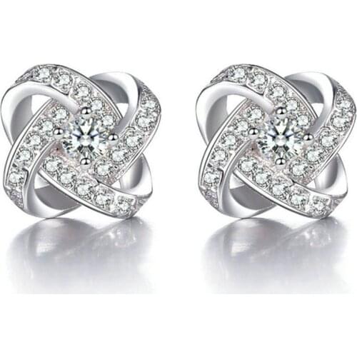 New Arrival Silver Color Round Zircon Stud Earrings Women boucle d'oreille earings brincos orecchini jewelry