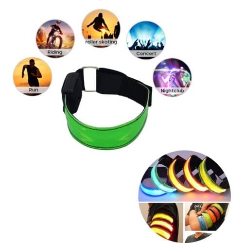 Outdoor LED Armband Flashing Belt Night Run Light Reflective Sports Cycling Running Bracelet Safety Warning Light Arm Warmers
