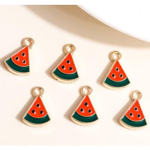 10pcs 12*16mm Enamel Watermelon Charms for Earrings Pendants Necklaces Making Cute Summer Fruit Charms DIY Jewelry Accessories