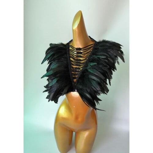 Adjustable festival rave feather top costume #FC19013