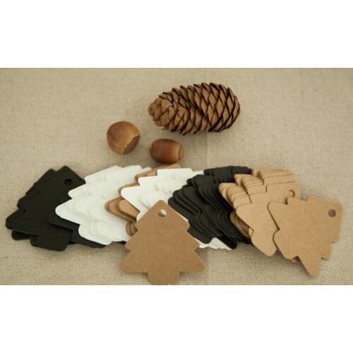 5.5*5.4cm DIY Kraft Christmas Tree Shape Hang tag Christmas Party Deco Paper Cards Gift tag