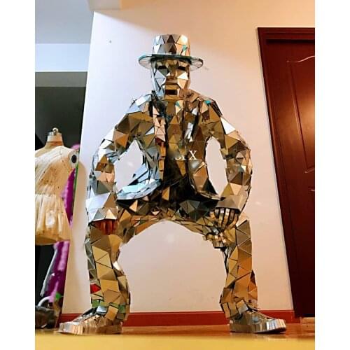 S Cosplay Christmas party show Mirror man Costume stage Performance Halloween costumes laser light future technology clothing