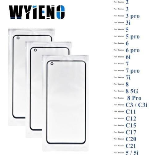 Wyieno Digitizer LCD Sensor Glass For Realme 2 3 3i 5 6 6i 7 7i 8 Pro C3 C11 C12 C15 Touch Screen Glass lens + With OCA