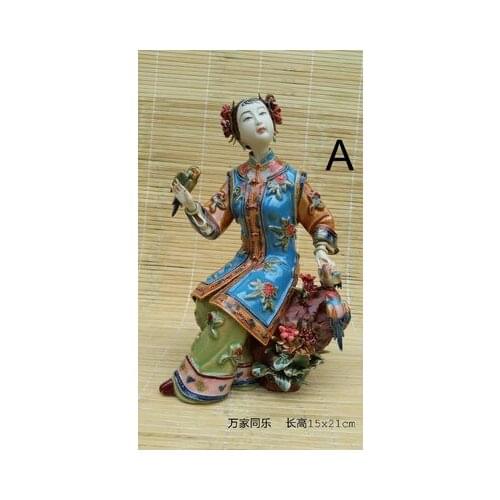 Ancient beauty Wanwantongle Shiwan doll ceramic classic girl Beauty figure Sculpture statue Home art decorations to place gift