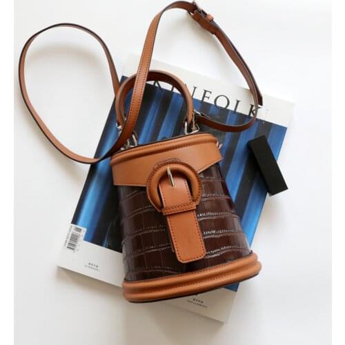 OUSSON New Design Cylindrical Leather Tote Handbag Exquisite Female Retro Crossbody Box Bag For Woman