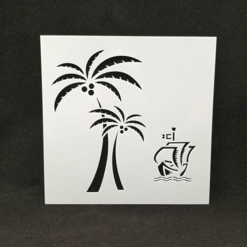 13*13 Coconut tree Layering Stencils for Diy scrapbook/photo album Decorative Embossing coloring,painting stencil,home decor