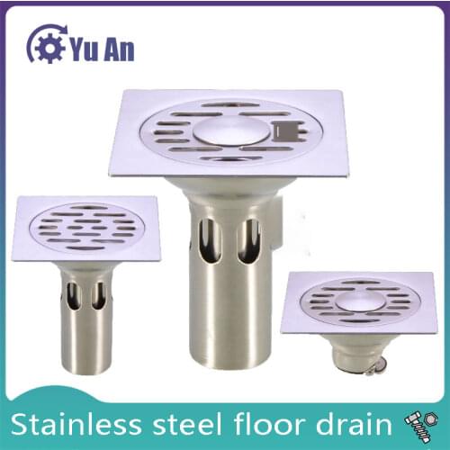 Floor Drain Anti-bug Bed Toilet Toilet Shower Kitchen Balcony Square Stainless Steel Floor Drain Washing Machine 50/75 Tube
