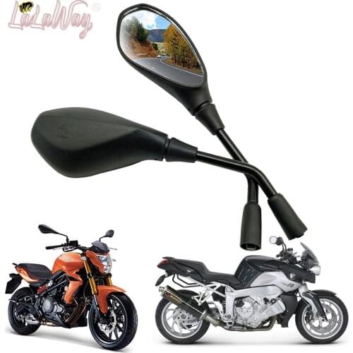 10mm Universal Motorcycle Side Mirror Rear View Convex Mirrors Black Retrovisor MOTO FOR Benelli tnt 300 BMW k1200r Honda x4