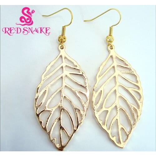 RED SNAKE Stereoscopic Hollow Process Leaf Design Drop Earrings