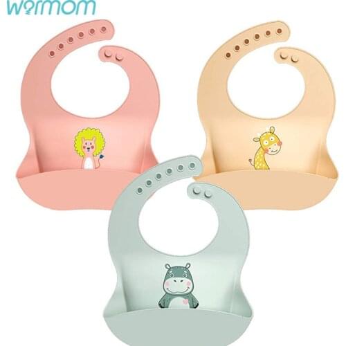 Warmom Baby Bibs Waterproof Silicone Feeding Baby Saliva Towel Newborn Cartoon Aprons Baby Bibs Adjustable Burp Cloths Bandana