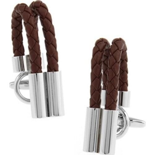 2 color PU Leather Rope Design Mens Cufflinks Gemelos Cufflinks For Mens French Shirt Cuff Link Gemelos Para Camisas